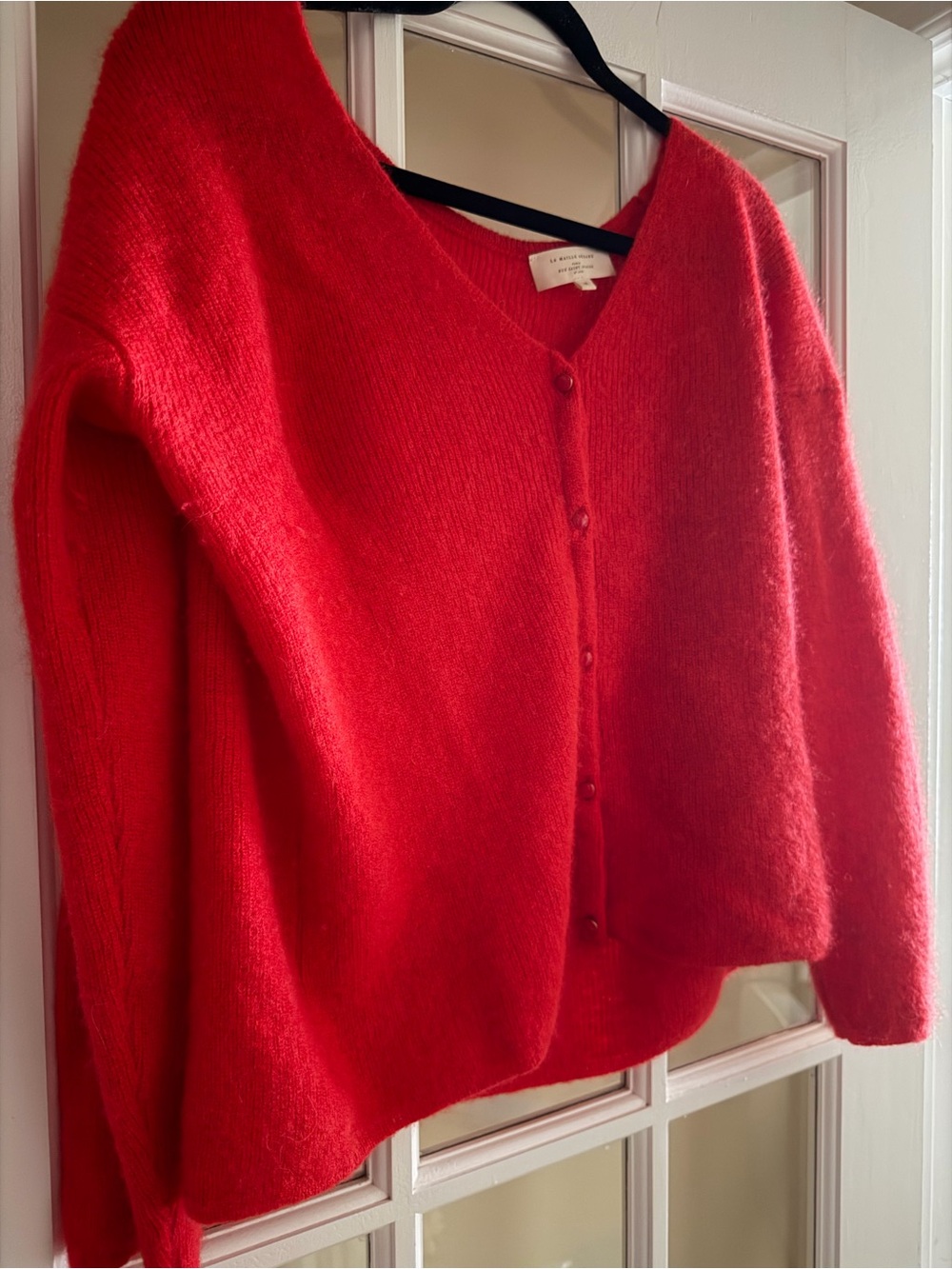 Sézane Barry Cardigan Red Mohair Blend Sweater Size M - Picture 7 of 10